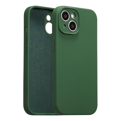 UCASONG for iPhone 15 Plus Case Silicone,with [Full Camera Protection][Soft Anti-Scratch Microfiber Lining],Liquid Silicone Ultra Slim Shockproof Phone Case for Men Women Girls-Green