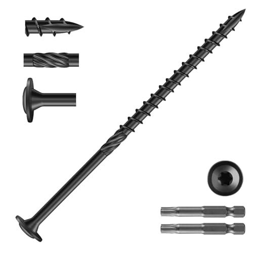 Image of #14 x 5 Inch Lag Screws (114Pcs) 4lb. Structural Wood Screw, Black, Carbon Steel, Washer Head, Rust Resistant epoxy Coated, T30 Star Bit