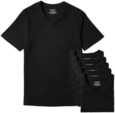 （09:30時点） [Amazon Essentials] 6枚組 インナーシャツ 高通気性 Vネック コットン メンズ ブラック XL