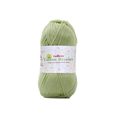 Image of Vardhman 100% Cotton Dreamz Light Weight Natural Thin Yarn | Pack-1 100g | Knitting & Crochet Projects | Soft Natural Yarn | Ideal for Garments, Summer Wear & Accessories | Pistachio, CJD004
