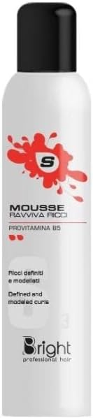 Bright Professional Hair Mousse Ravviva Curls, defined and shaped with provitamin B5, 300 ml