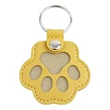 [KOYOKOMA] ペット メモリアル キーホルダー 遺毛保存グッズ 遺毛ケース レザーキーホルダー 犬 猫 かわいい おしゃれ 携帯用 いつも一緒に キーケース キーリング コンパクト 肉球モチーフ （イエロー）