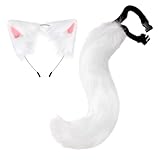 fox fursuit head Genial: este conjunto de orejas de y cola de piel sintética es genial para los entusiastas de los cosplay, los amantes de los animales y cualquiera que le guste vestirse..¡Dale como regalo de cumpleaños, vacaciones!