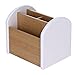 FOMIYES Organizador de Escritorio de Madera Organizador de Escritorio de Control Remoto Cesta de Almacenamiento Multicompartimiento Caja de Almacenamiento Organizador de Escritorio para