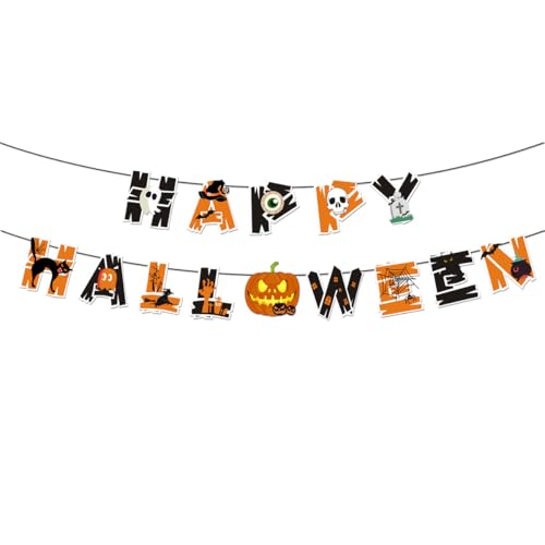 Image of FancyDressWale Happy Halloween Decorations Set,party props, Pumpkin Banners, Character Cutouts, 34 Pieces (Style-4)