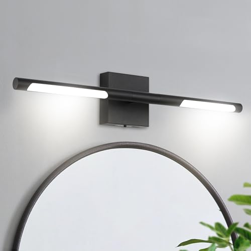 Image of TODOLUZ 24-Inch 5CCT LED Bathroom Light Fixture, 12W Black Wall Sconce Vanity Lighting Rotatable Tube for Over Mirror Mural, 2700K-5500K