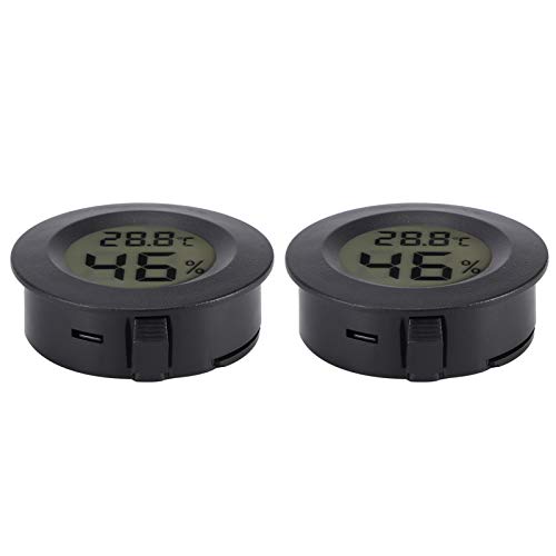 2PCS Digital LCD Thermometer Hygrometer Roun Temperature Humidity Meter for Box 2PCS Digital LCD Thermometer Hygrometer for Family