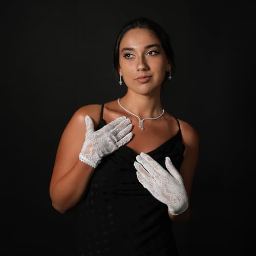 LIMELIA Handcrafted Bridal Wedding Gloves, Elegant Sheer Tulle Design for Women and Girls, Prom, Costume Party, Henna Night4