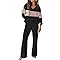 RUMIA Two Piece Sets for Women Loose Fit Cute Fashion Sweater Pant Sets Travel Outfits Airport Ouffits Pink Block L