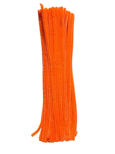 Image of 100Pcs Pipe Cleaners Craft Set | Chenille Stem Fuzzy Sticks DIY Craft Supplies for Art Projects Activities, Decorations, Flower Making, Modeling & Sculpting (Neon Orange)