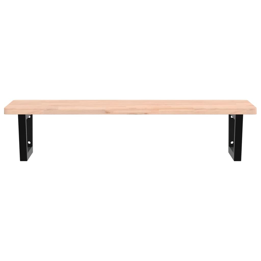 Lavabo da parete in legno massello di faggio, 100 x 50 cm, nero