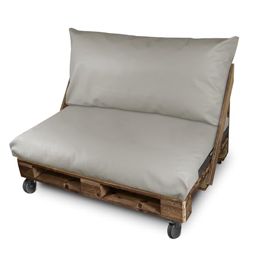 HAPPERS Set Cojines Impermeables y Desenfundables para Palets en Polipiel para Exterior Gris Claro