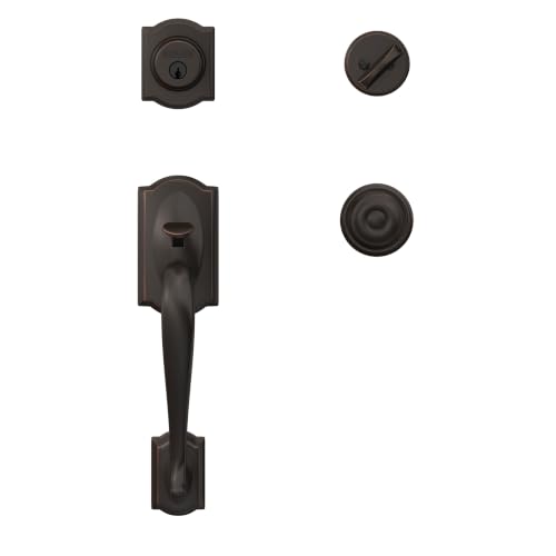 Image of SCHLAGE Front Door Entry Handleset, Georgian Knob, Aged Bronze