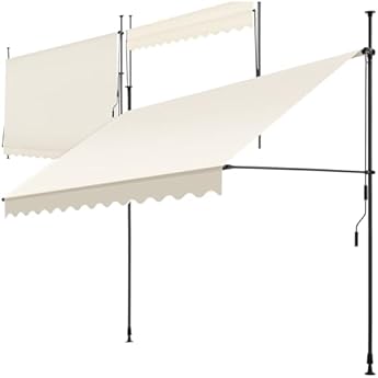 Foto di tectake® Tenda da Sole a Morsetto con Manovella, Altezza e Inclinazione Regolabile, Telo Impermeabile e Resistente ai Raggi UV, Ideale per Balcone e Terrazzo, 300x180cm - Beige
