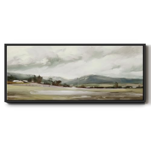 Renditions Gallery Nature Dreamscape Canvas Wall Art A Beautiful Serene View of Valley Floater Frame Prints & Paintings for School Hotel Farhmhouse - 8"X20" BLACK Frame GAL032