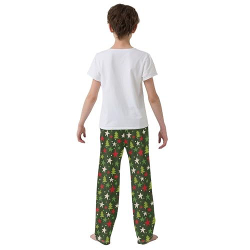 ZZXXB Christmas Tree and Stars Boys Long Pants Soft Trousers Elastic Waist Kids Lounge Bottoms with Pockets S-XL3