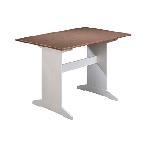 Inter Link Dining Table 110 x 70 cm Solid Pine Wood White Sepia Brown Varnished, 110 x 70 x 75 cm Cover
