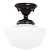 Design Classics Lighting 10 Inch Bronze Retro Farm Style Schoolhouse Ceiling Light with Milk Frosted Glass