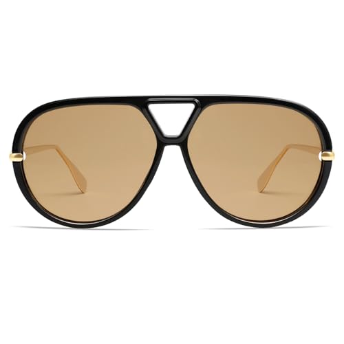 Image of VANLINKER Oversized Trendy Polarized Aviator Sunglasses for Women Men Retro Round Sunglasses Vintage Shield Shades VL9798
