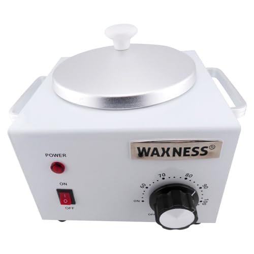 Image of Waxness Professional Wax Warmer WN-5001 White Elite-Series 1 lb (454 g) with Silicone Liner, Hard Wax & Soft Wax Tins,150W, 2-Year Warranty