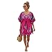 Peach Couture Summer Womens Boho Cotton Floral Embroidered Cover-up Beachwear Kaftan Tunic Fuchsia Blue