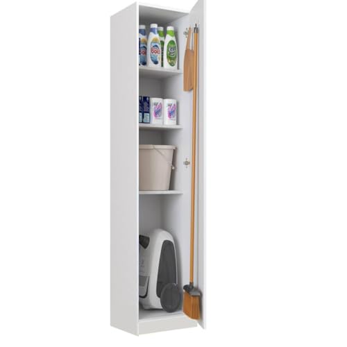 HABITMOBEL Armario de baño o Cocina Madera con colgadores y estantes adicionales, Modelo Remix Alto (181cm)