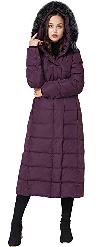Molodo Women's Long Down Coat with Fur Hood Maxi Down Parka Puffer Jacket4