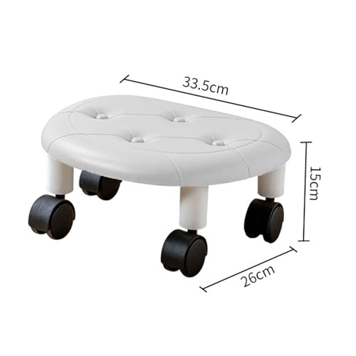 Siège à roulettes bas au design épuré blanc en plastique PU durable - 4