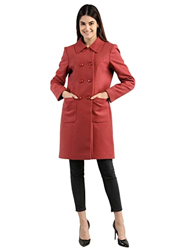 Image of CHKOKKO Women Classic Long Winter Coat Double Breasted | Knee Length Design with a Sophisticated Spread Collar and Convenient Front Pockets for All Occasions