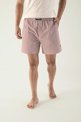 DAMENSCH Regular Fit Solid 100% Soft & Durable Cotton Boxer Shorts Dual Pockets Anti-Bacterial Moisture Wicking Microfibre Waistband Ultra-Light Boxers for Men