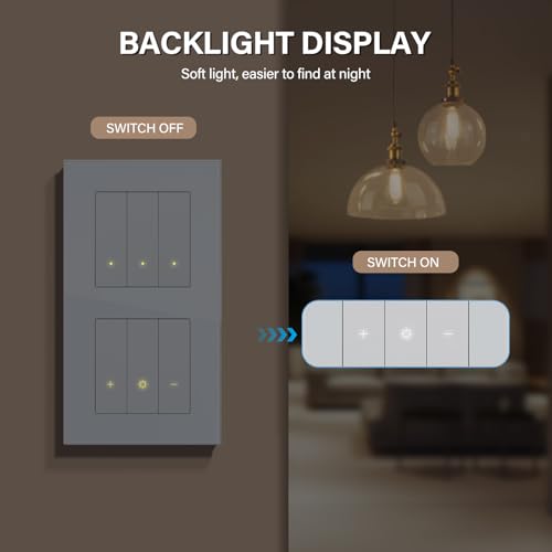 BSEED WIFI 3 Fach 1 Weg Lichtschalter mit Smart Dimmer Compatibel mit Google Home und Alexa Neutrale Leitung Benötigt, Weiß