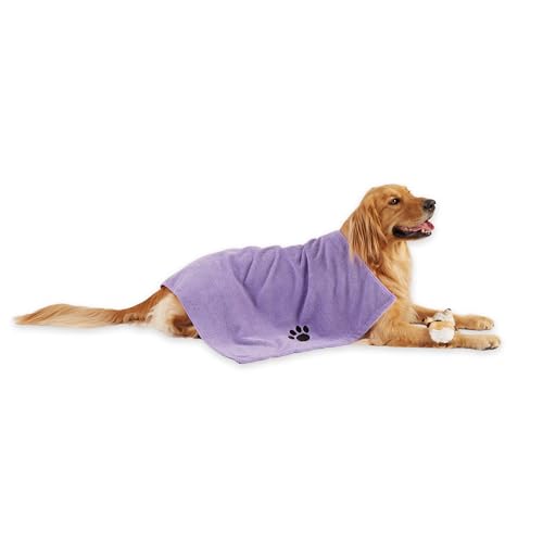 Image of Bone Dry Pet Grooming Microfiber Towel, Embroidered Collection, X-Large,41x23.5, Lavender