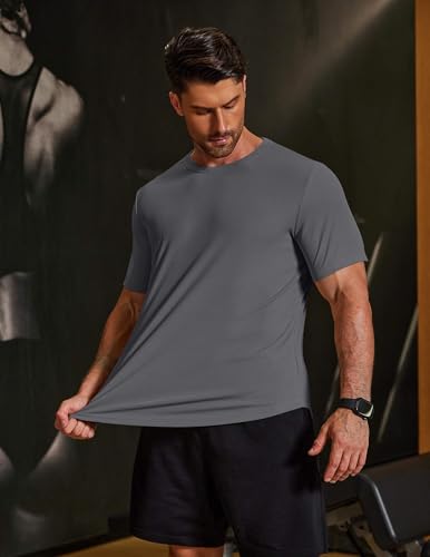 Image of COOFANDY Mens Muscle T Shirts Short Sleeve Slim Fit Tshirts Gym Workout Athletic Crewneck Shirt