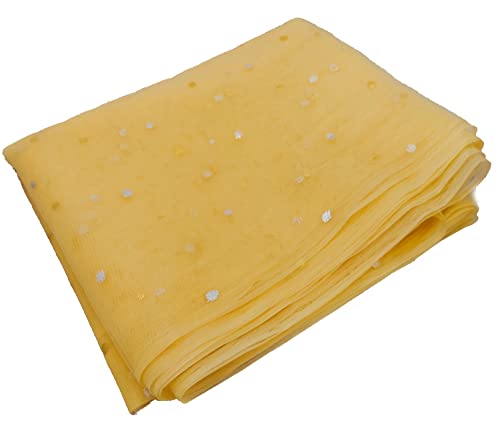 3A Featuretail Dual Color Combo of 42inch Width Dotted Mesh Net Fabric for Decoration, Fruit/Dryfruit/Gift Packing & Trousseau Tray Packing (5 Meter Each Color, Golden & Baby Pink)