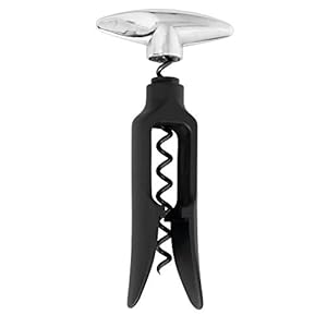True Twister Self Pulling Wine Opener Manual, Heavy Duty Metal Chrome and Plastic Corkscrew, Cork Openers, Home Bar Accessories, Set of 1, Black