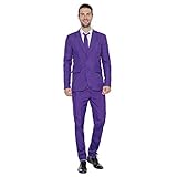 EraSpooky Mens Suits for Party Solid Color Leisure Suit Include Jacket Pants Tie Purple