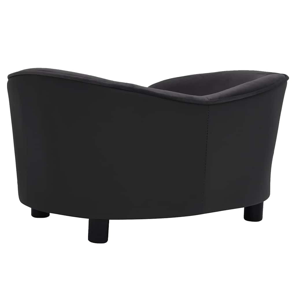 vidaXL Sofá para Perros Felpa y Cuero sintético Negro 69x49x40 cm