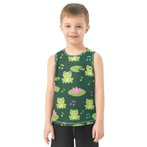 J JOYSAY Music Notes Frog Green Boys Tank Top Sleeveless Muscle Shirts Quick Dry Sport Active Workout Kids T-Shirts 3-15T2