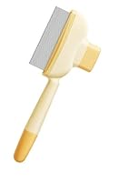 Selbstreinigender Flohkamm,Fellblitz Bürste Katze, Selbstreinigende Fellpflegebürste für Haustiere, Flohkamm Für Katzen, Waschbar, ABS, 8.2x20cm, für Hunde und Katzen (Gelb)