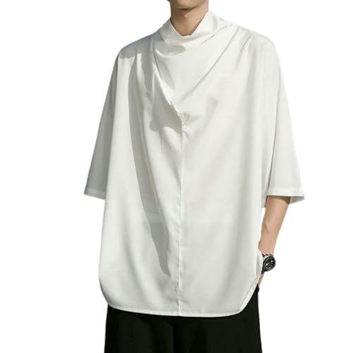 Chemise ample col haut homme anti-chaleur en soie glacée coupe confortable