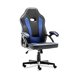 Gaming Chair, Racing Office Chair with Reclining High Back, Leather Ergonomic Computer Desk Chair Height Adjustment, PC Video Gamer Chair for Men Women (Blue-1)