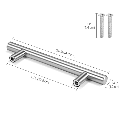 Flexzion 10 Pack Kitchen Cabinet Handles Silver Drawer Pulls 6 inch, 3.7 inch Hole Center - Image 3