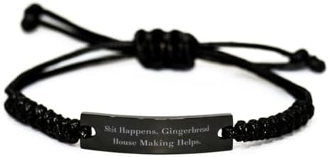 Shit.. Black Rope Bracelet, Gingerbread House Making Engraved Bracelet, Fancy Gifts For Gingerbread House Making from Friends, Hobby ideas, Hobby supplies, Gift ideas for hobbyists, Hobbyist gifts, image 2