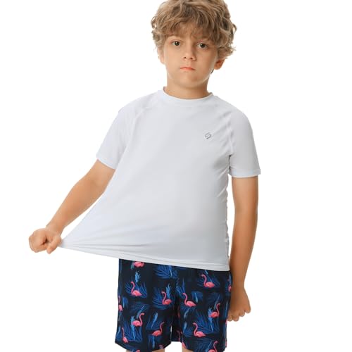 HODOSPORTS Boys UPF 50+ Rash Guard Swim Shirts Short Sleeve Quick Dry UV Protection Sun Shirt2