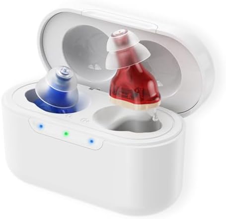 Hearing Aids, Rechargeable Hearing Aids for Seniors with Noise Reduction, Memory Function Affordable Backup Solution, Volume Adjustable Simple Operation with Charging Case