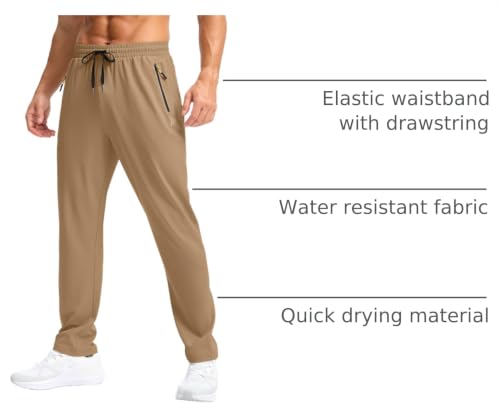 Image of Pudolla Men's Lightweight Hiking Pants Quick Dry Outdoor Sweatpants with Zipper Pockets for Athletic Workout Casual Travel