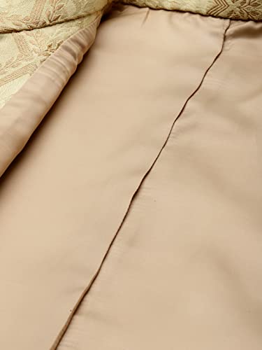 Image of MANQ Men Fawn Woven Jaquard Silk Nehru Jacket