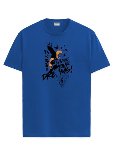 Image of ADRO Men's Cotton Comfort Fit Anime T Shirt - Premium Printed Haikyuu Tshirt - Perfect for Haikyuu Fans Print and Comfortable Fit T-Shirt