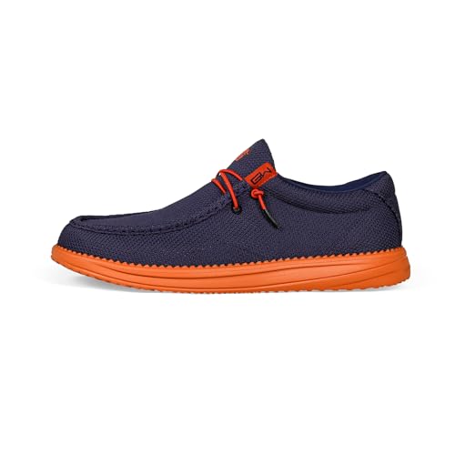 Image of Gator Waders Mens Casual Shoes - Men's Loafers & Slip-Ons Camp Shoes with No-Tie Laces -Arch Support Boat Shoes for Everyday Wear Navy