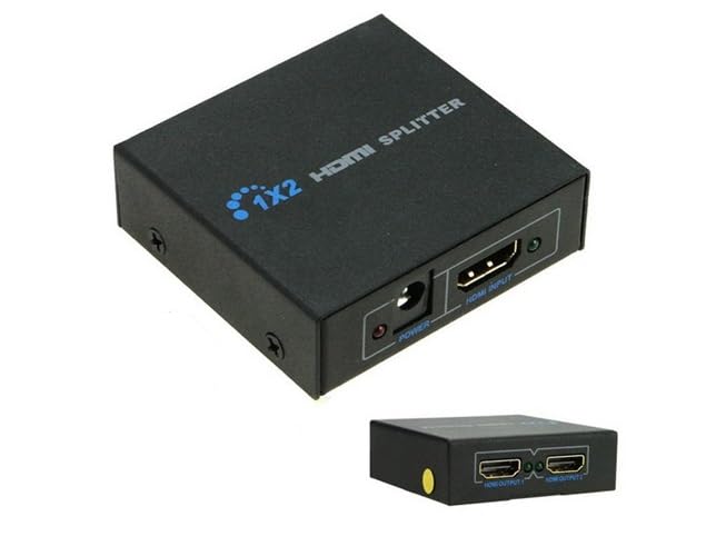 ICT Full HD HDMI 2 Porte HUB Splitter Amplificatore RIPETITORE 1080P V1.4 3D 1INX2OUT